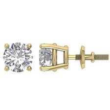 VS F 1.50 Ct Lab Grown Solitaire Round Diamond Stud Earring Prong Set 14K Gold