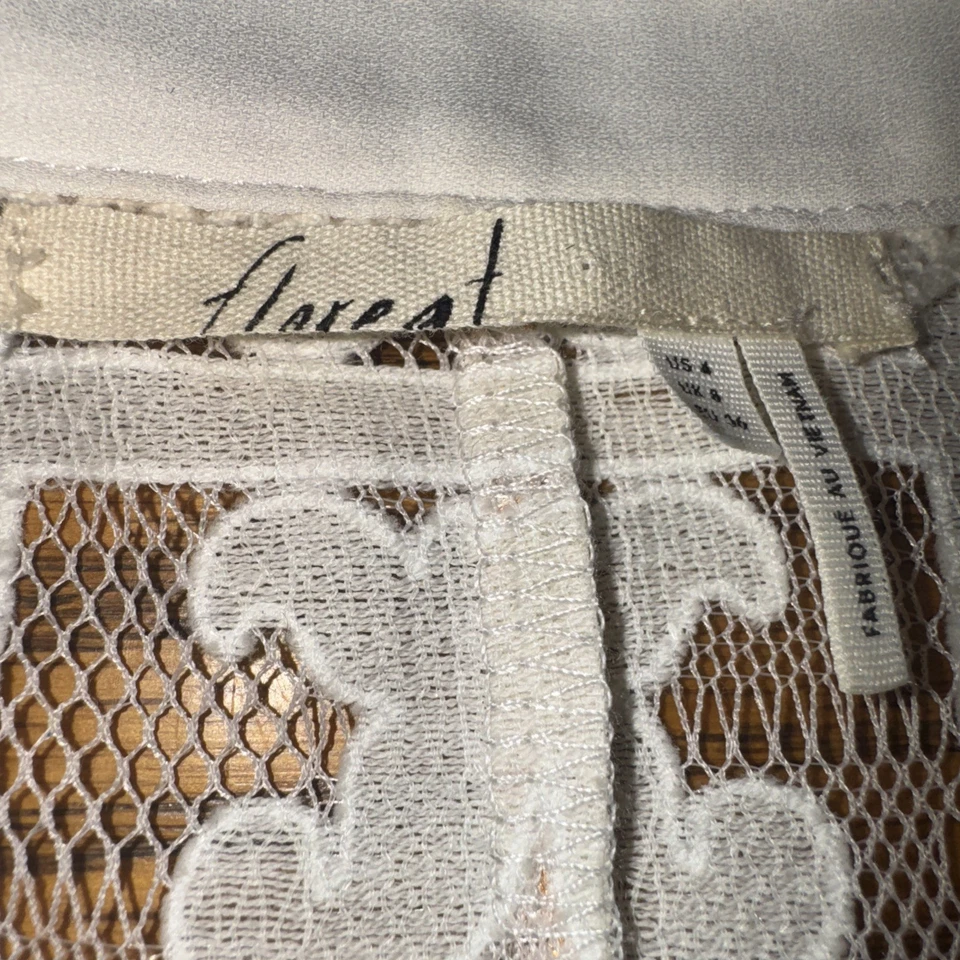 Blusa Anthropologie Floreat Crema Oro Rosa Femenina Corte Encaje Abotonada Talla 4 Foto 4 de 4