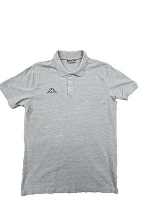 Kappa Herren Poloshirt Grau Medium Kurzarm Baumwolle Bestickt