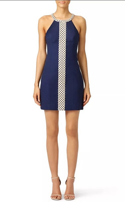 Lilly Pulitzer Sasha Halter Dress Navy Blue & Gold Size 00 Fitted MSRP $198