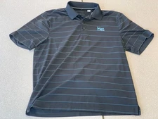 Cutter & Buck We-Ko-Pa Men's Size L Black with Teal Stripes Polo Shirt