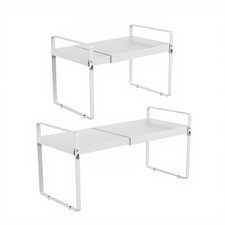 Expandable Cabinet Shelf Organizer 14-25 Inch Adjustable Length, 9" Wide 2-Ti...