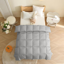 All-Season Goose Down Toddler Comforter, Machine Washable, Gray 41x48In
