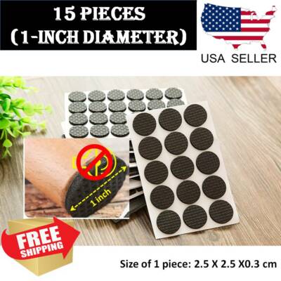 15 pcs Round Self Adhesive Furniture Leg Foam Felt Pads Anti Slip Mat Black 