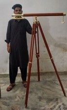 Nautical Brass Telescope With Floor Standing Wooden Tripod Stand