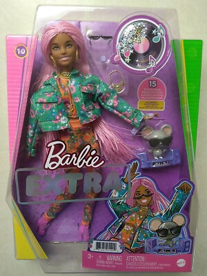 Extra Doll #10 in Floral-Print Jacket & Jogger Set with DJ Mouse Pet, Extra-Long