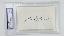 Edd Roush Signed Autograph Auto Index Card PSA/DNA Slab Reds Giants HOF MINT 9
