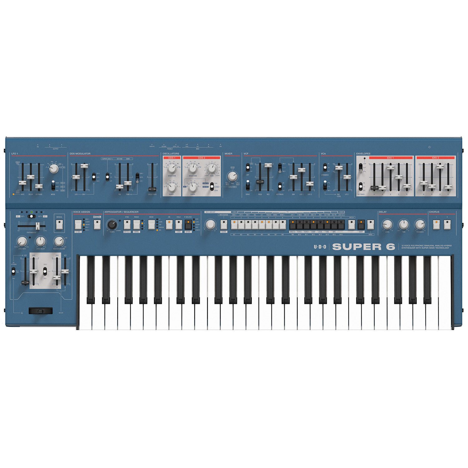 UDO Audio Super 6 Polyphonic Analog Synthesizer - Blue (Demo/Open Box)