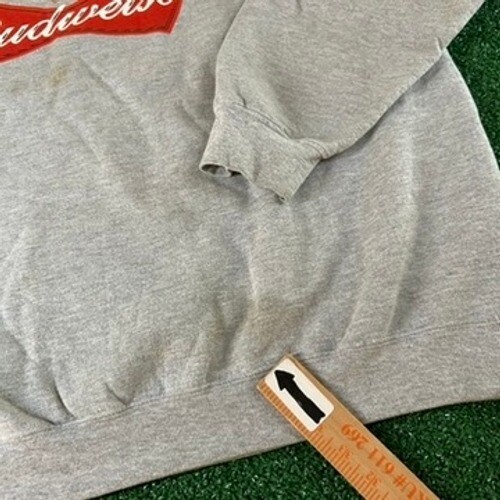 Gildan Budweiser Sweatshirt Crew Neck Pullover Graphic Gray Mens 2XL Vintage - Picture 6 of 10