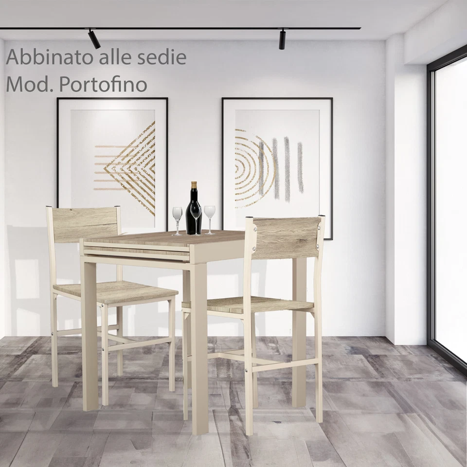 Tavolo Bar Cucina 70x70 Allungabile Mod. SANREMO Rovere Beige Cucina Tavolino - Imagen 2 de 4