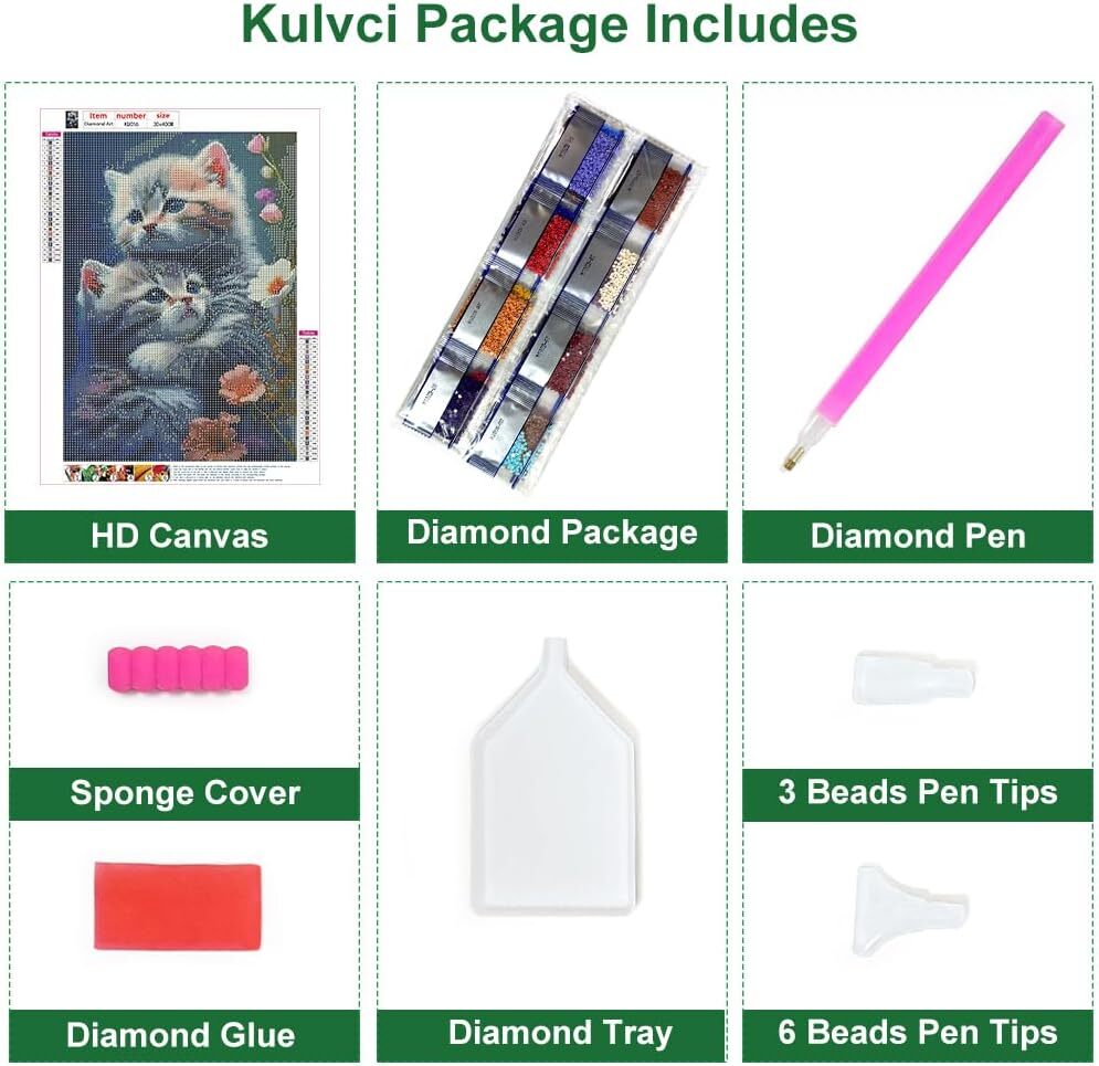 Diamond Painting Kits for Adults, Cat Diamond Art Kits for Beginners, 5D DIY Ful