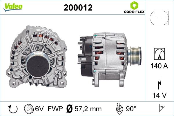 Valeo 200012 Generator FÜR Audi Seat Skoda Skoda (Svw) VW VW (Svw)-image
