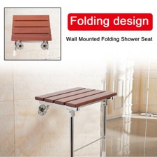 Folding Shower Seat Wall Mounted with Legs Collapsible Bathroom Safety Bench