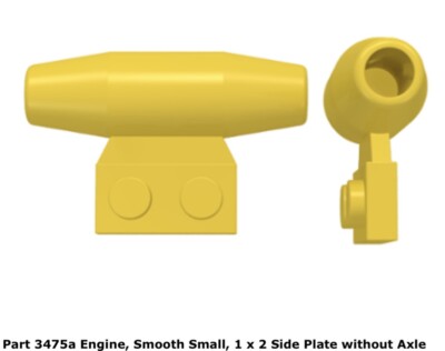 LEGO 1x 3475a Yellow Engine, Smooth Small 1 x 2 Side Plate w/o Axel Holders