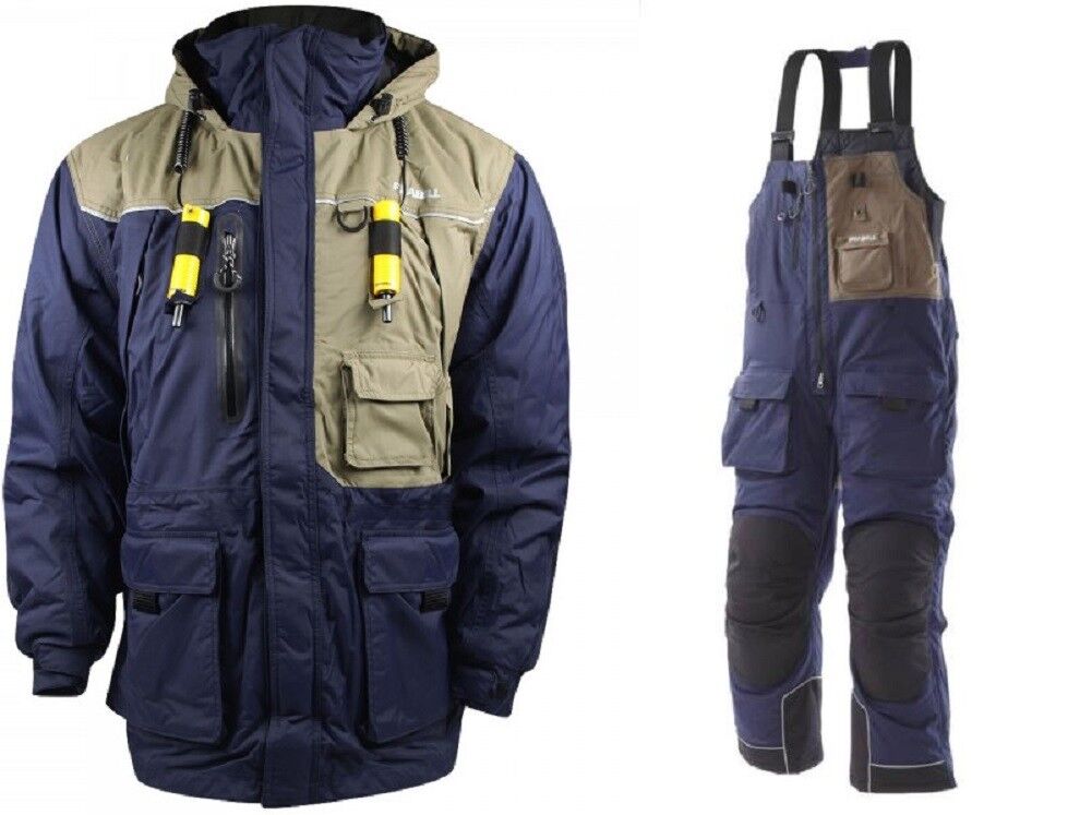 Frabill I4 Jacket  Bib Insulated Ice Fishing Suit, Blue, Large