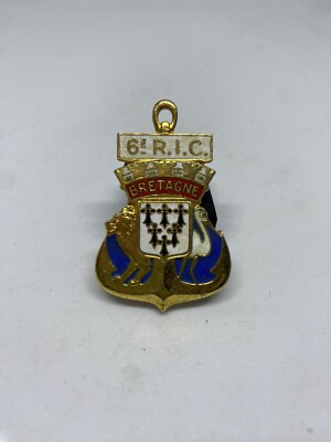 Insigne 6° RIC Bretagne 1939 WWII  Régiment Infanterie Coloniale RETIRAGE AB 85