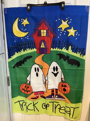 Halloween Ghost Trick Or Treat 28'' x 40'' Large Flag