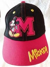 Disney Mickey Mouse Embroidered Youth Size Baseball Cap Hat Black Red Snap Back