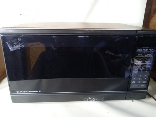 Vintage Sharp Carousel II Microwave Oven Wood Grain R-5A53 1992 Tested
