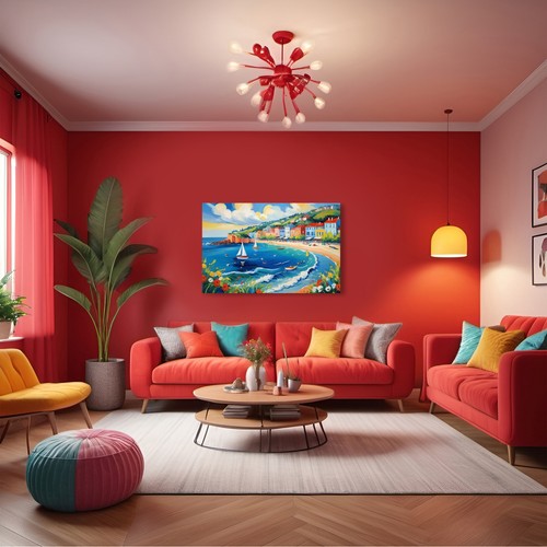 Seaside Beach Bay Boats #2 Wall Art Canvas Print Living Room Abstract Decor - Picture 14 of 18