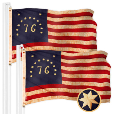 NEW G128 Bennington 76 Tea-Stained Flag 2-Pack 6x10 FT, Emb 420D Polyester