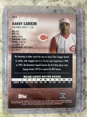メジャーリーグ　カード　BARRY LARKIN Barry Larkin 2023 Topps Stadium Club BLACK FOIL PARALLEL #219