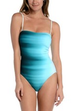 La Blanca Blue Ocean Oasis Bandeau One-Piece L36659 Women s Swimsuit Size 12