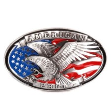 Eagle and Flag Belt Buckle Western Cowboy Native American Motorcyclists XEG-02 