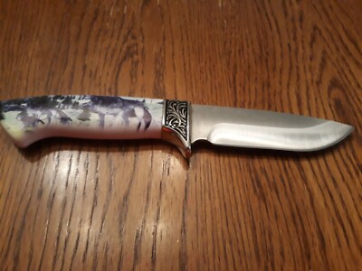 NIB 10''Frost Cutlery Wolf Skinner Fixed Knife 4.75'' Stainless Steel Blade FC-47W