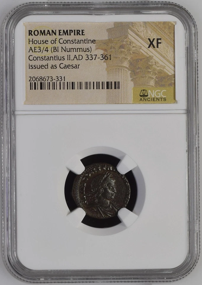 NGC XF Roman AE3/4 of Constantius II AD 337-361 NGC Ancients Bronze EXTRA FINE - Image 2 of 3