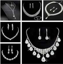 HOCHZEIT SCHMUCK SET COLLIER Halskette Armband Ring Strass BRAUTSCHMUCK BRAUT 