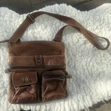 Roots Venetian Village Bag Genuine Leather Crossbody Unique Fashion Boho Brown
