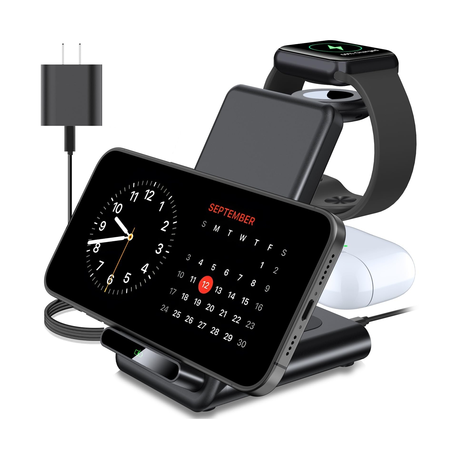 Wireless Charging Station,3 in 1 Wireless Charging Stand Made for Apple Watch...-image