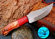 CUSTOM MADE HAND FORGED DAMASCUS STEEL SKINNER HUNTING KNIFE SR 44