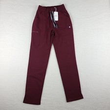 Figs Yola High Waisted Pants Womens XXS 2XS Burgundy Red Skinny Scrub NEW NWT