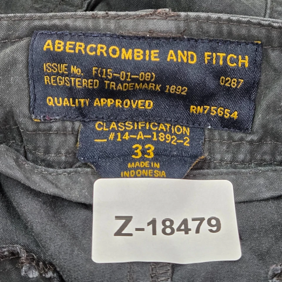 Abercrombie & Fitch Men Shorts 33 Black Military Cargo Pockets Utility Mid Rise - Image 2 of 4
