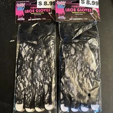 Black Lace Floral Fingerless Gloves for Women No Finger Tip Lace Gloves 2 Pairs