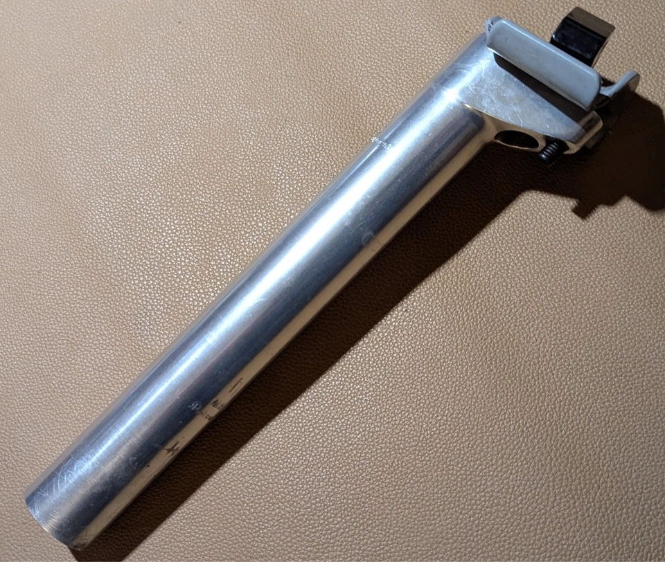 Tija de sillín vintage American Classic 27,4 mm plata aluminio 195 gramos! Hecho en USA Foto 3 de 4