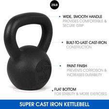 25Lb Cast Iron Kettlebell Strength Training Muscle Build Gym Equipment Fitness