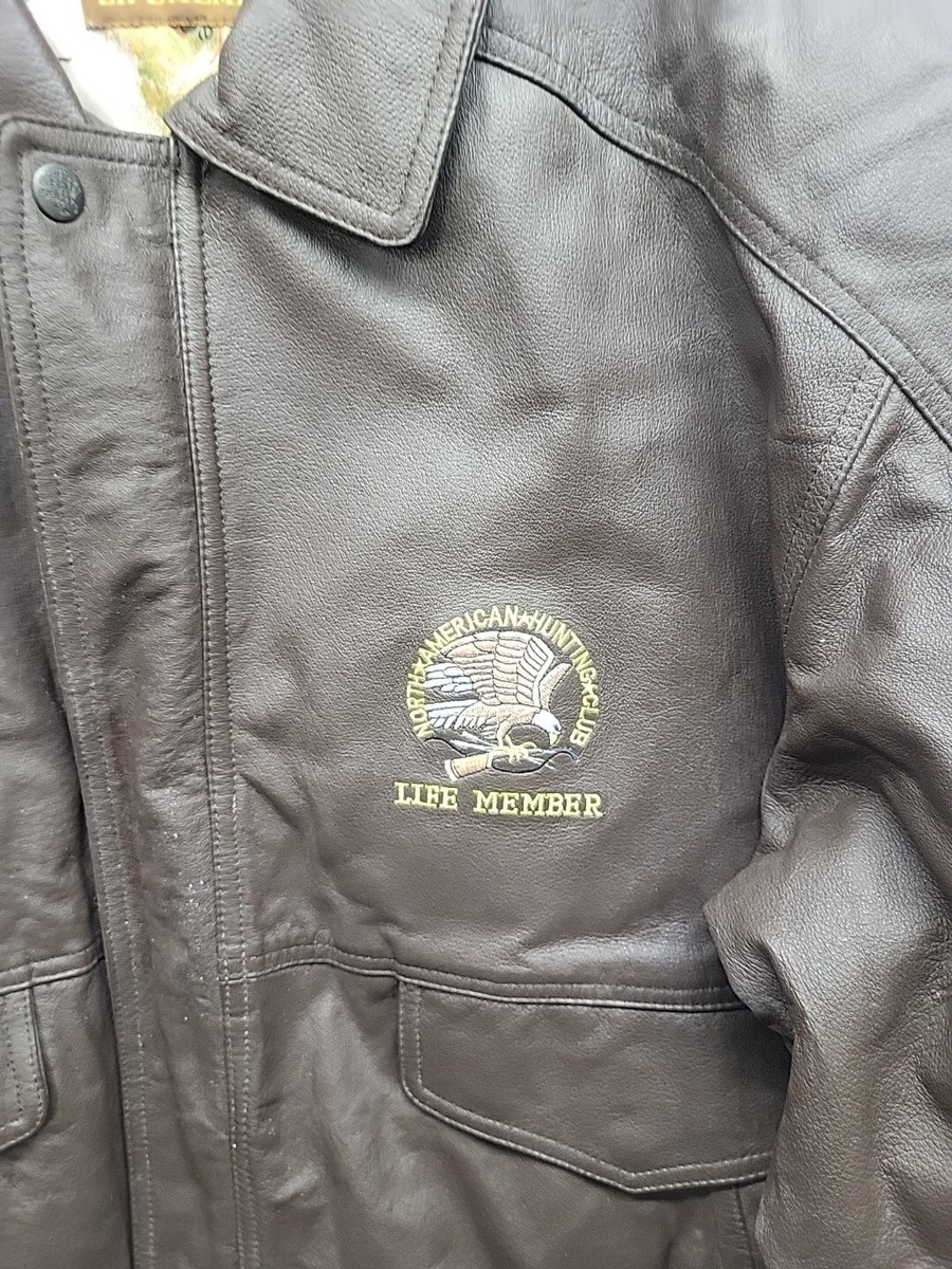 North American Hunting Club Life Member Brown Leather Bomber