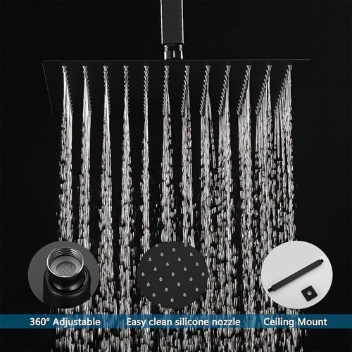 Bathroom Shower Faucet Set Luxury Rainfall Shower Head Combo System Mixer Valve - Picture 247 of 332