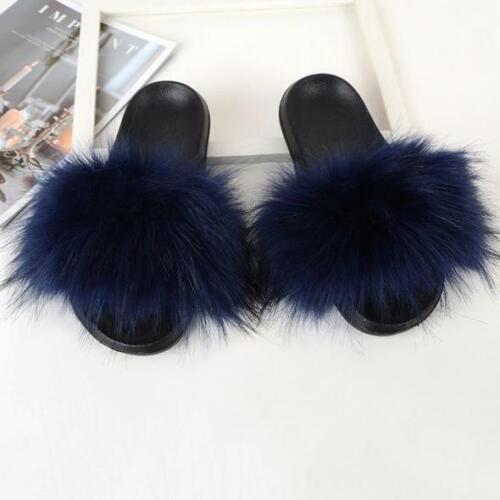 Faux Fur Slides Fuzzy Fluffy Slippers Flat Soft Sandals Open Toe - US Seller - Picture 19 of 32