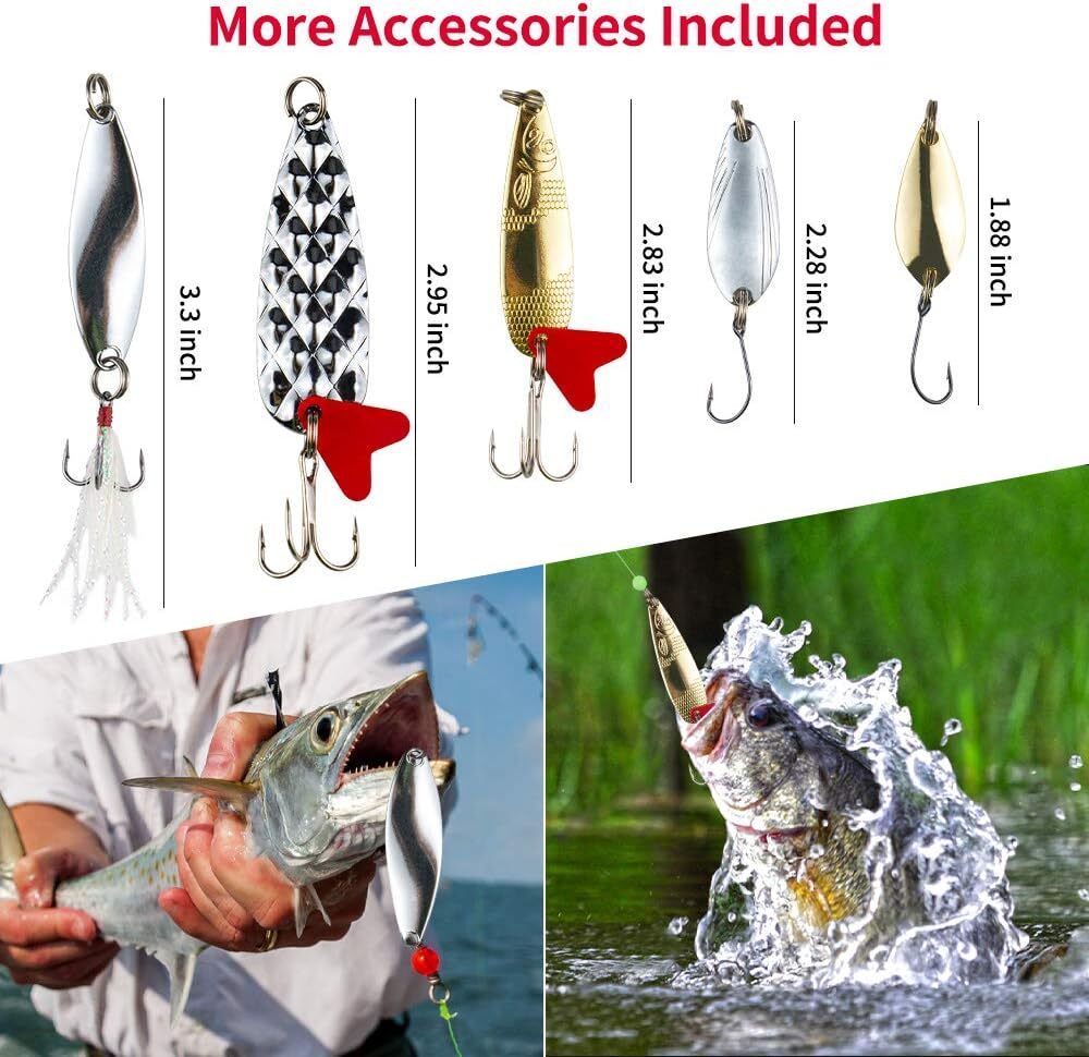 Freshwater Fishing Lure Set Bass, Trout, Salmon Fishing Accessories Tackle Case - Image 5