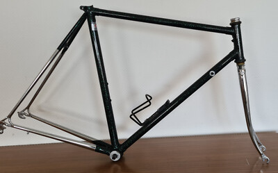 Rennrahmen + Gabel ROMANI 56 cm Columbus Cromor green/blk Innenlager Steuersatz