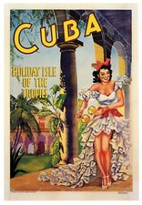 VINTAGE CUBA ISLE OF THE TROPICS 1940 Classic Print Poster Wall Art Picture A4 +