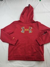 Under Armour Coldgear Storm Hoodie Boys Size XL Youth Red Logo Sweatshirt Fleece