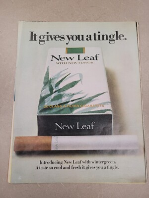 tobacco leaf cigarettes VTG 1970 Original Magazine Ad NEW LEAF Cigarettes It Gives you A Tingle