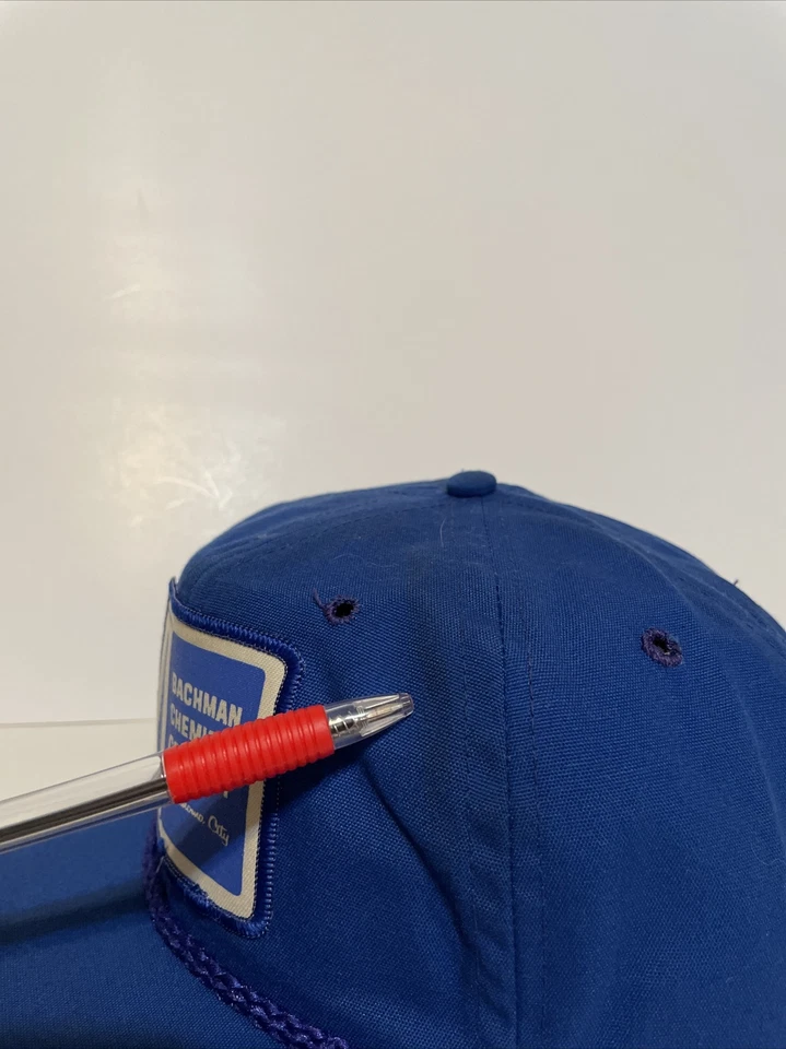 Sombrero ajustable vintage Bachman Chemical Company parche Oklahoma City azul Foto 3 de 4