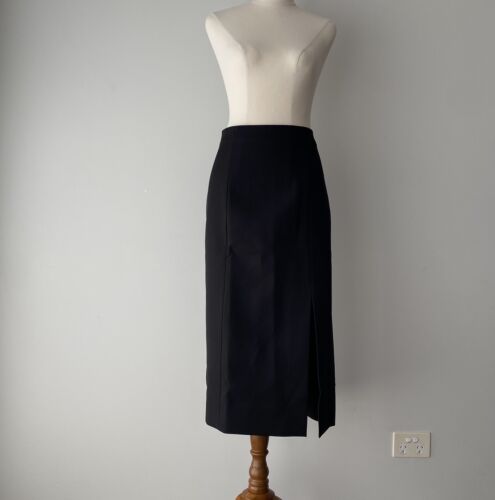 Pilgrim Black Corporate Office Pencil A Line Zip Midi Skirt Excellent Condition - Bild 1 von 8