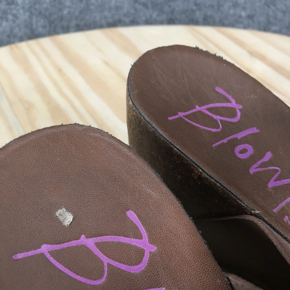 Blowfish Sandals Womens 8.5 Strappy Brown Slip On Cross Strap Open Toe Wedge - Image 4 of 4